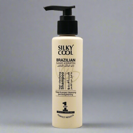 Silky Cool Brazilian Nano Keratin Hair Straightening INDIVIDUAL – 120 ml (4-Step Treatment) Smooth, Straighten, Nourish & Shine Professional Grade Hair Care – Step 1 Clarifying Shampoo Only/-