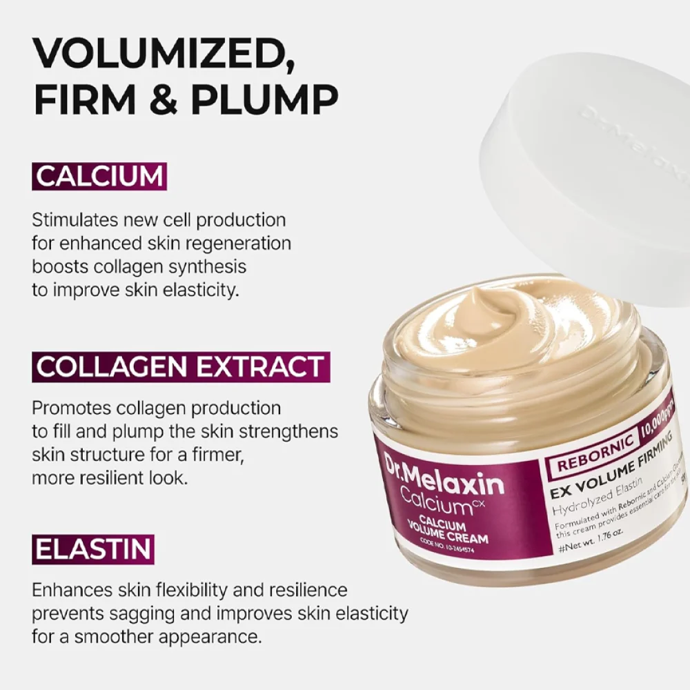 Dr. Melaxin Cemenrete Calcium Volume Cream – Firming, Plumping & Moisturizing Face Care – 50 ml - Image 4