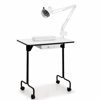 Pilot MA-3036A Manicure Table – Portable Nail Technician Workstation with Infrared Lamp, Storage Drawer & Wheels