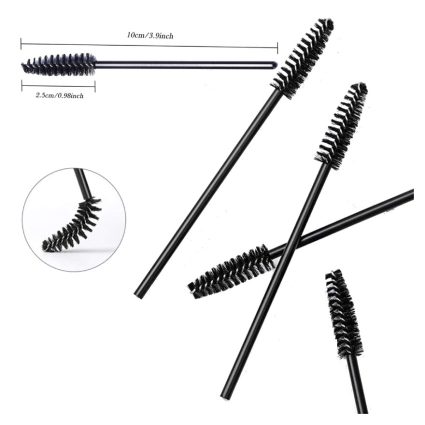 Disposable Eyelash & Brow Spoolie Brushes – 50 Pcs Professional Mascara & Eyebrow Applicators – Black