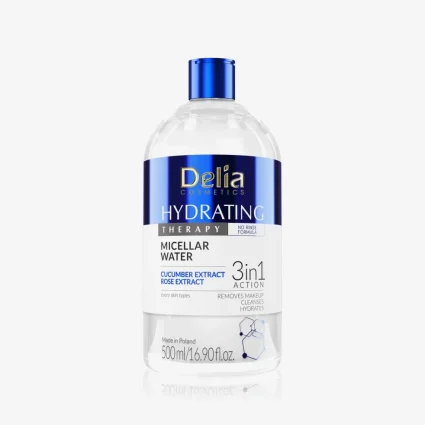 Delia Hydrating Micellar Water 3-in-1 – Gentle Facial Cleanser & Makeup Remover – 500 ml