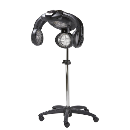 Pilot 2238G-L Professional Infrared Hair Dryer – Multi-Zone Hair Color Processor & Quiet Salon Hooded Dryer with Rolling Base – Black / Silver