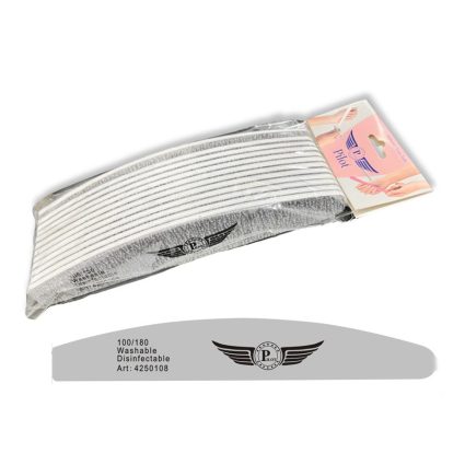 Pilot Half Moon Nail Files 100/180 Grit – Professional Double-Sided Nail Files – Grey, 12 Pcs