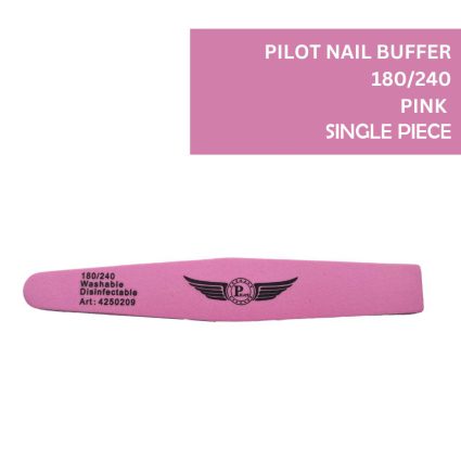 Pilot PNB-209 Nail Buffers 180/240 Grit – Professional Double-Sided Nail Buffers – Pink, 12 Pcs