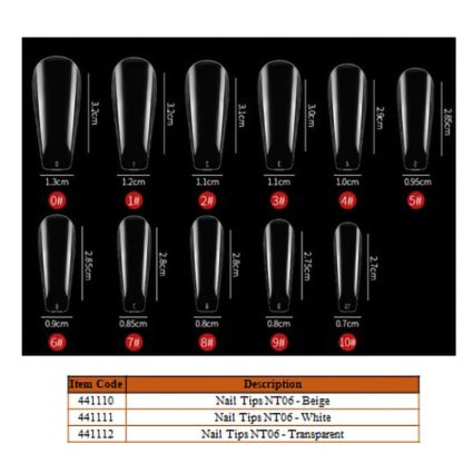 Pilot Club NT06 Nail Tips – Beige Artificial Nail Extensions for Professional Manicure & Nail Art