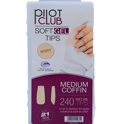 Pilot Club أطراف أظافر صناعية متوسطة بشكل مربع – شفافة لتمديد الأظافر، 240 قطعة