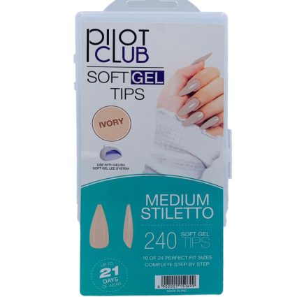 Pilot Club Medium Stiletto Nail Tips – Ivory Artificial Nail Extensions – 240 Pcs