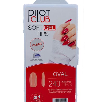 Pilot Club أطراف أظافر صناعية بشكل بيضاوي – شفافة لتمديد الأظافر، 240 قطعة
