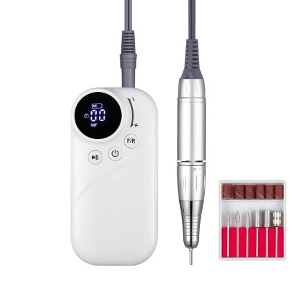 S-301 Rechargeable Nail Drill – 35,000 RPM Professional Cordless Electric Nail File for Acrylic, Gel & Natural Nails – Green / White / Pink