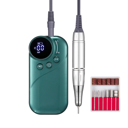 S-301 Rechargeable Nail Drill – 35,000 RPM Professional Cordless Electric Nail File for Acrylic, Gel & Natural Nails – Green / White / Pink