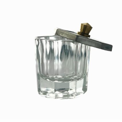 Amora Octagonal Glass Dappen Dish with Lid – Professional Nail Art Mixing Cup