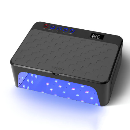 NEBX L1 Pro Rechargeable Nail Lamp with Hand Rest – Ultimate Cordless UV/LED Gel Curing Lamp – Black / White