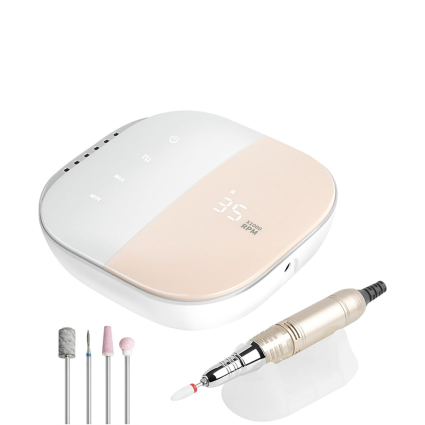 JMD-108 Professional Nail Drill Machine – 35,000 RPM Rechargeable Electric Nail File with LCD Display, Low Noise & Low Vibration – Pink