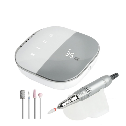 JMD-108 Professional Nail Drill Machine – 35,000 RPM Rechargeable Electric Nail File with LCD Display, Low Noise & Low Vibration – Grey