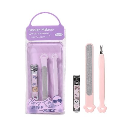 LLT19 3-in-1 Portable Nail Care Kit – Mini Nail Clipper, Cuticle Tool & Nail File Set