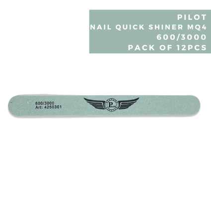 Pilot PQS-301 Quick Shiner 600/3000 Grit – Double-Sided Nail Buffer & Polisher – Green/White, 12 Pcs