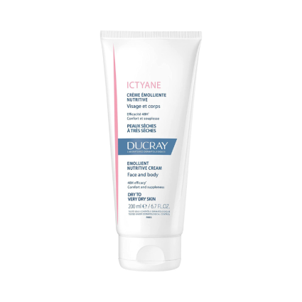 Ducray Ictyane Emollient Nutritive Cream – Hydrating Face & Body Moisturizer for Dry Skin – 200 ml
