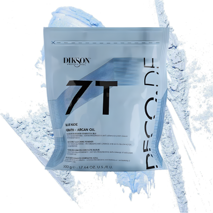 Dikson 7T Blue Keratin Bleaching Powder 500 g – Professional Hair Bleach with Keratin & Argan Oil, Anti-Yellow Formula