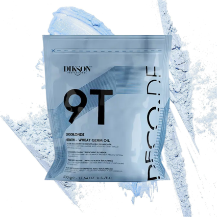 Dikson 9T Blue Keratin Bleaching Powder 500 g – Professional Hair Bleach with Keratin, Anti-Yellow Blue Formula