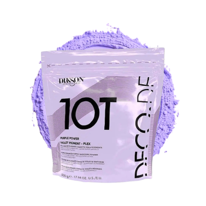 Dikson 10T Purple Plex Bleaching Powder 500 g – Professional Anti-Yellow Hair Bleach with Plex Technology, Up to 10 Levels Lift, Violet Pigments for Platinum Blonde