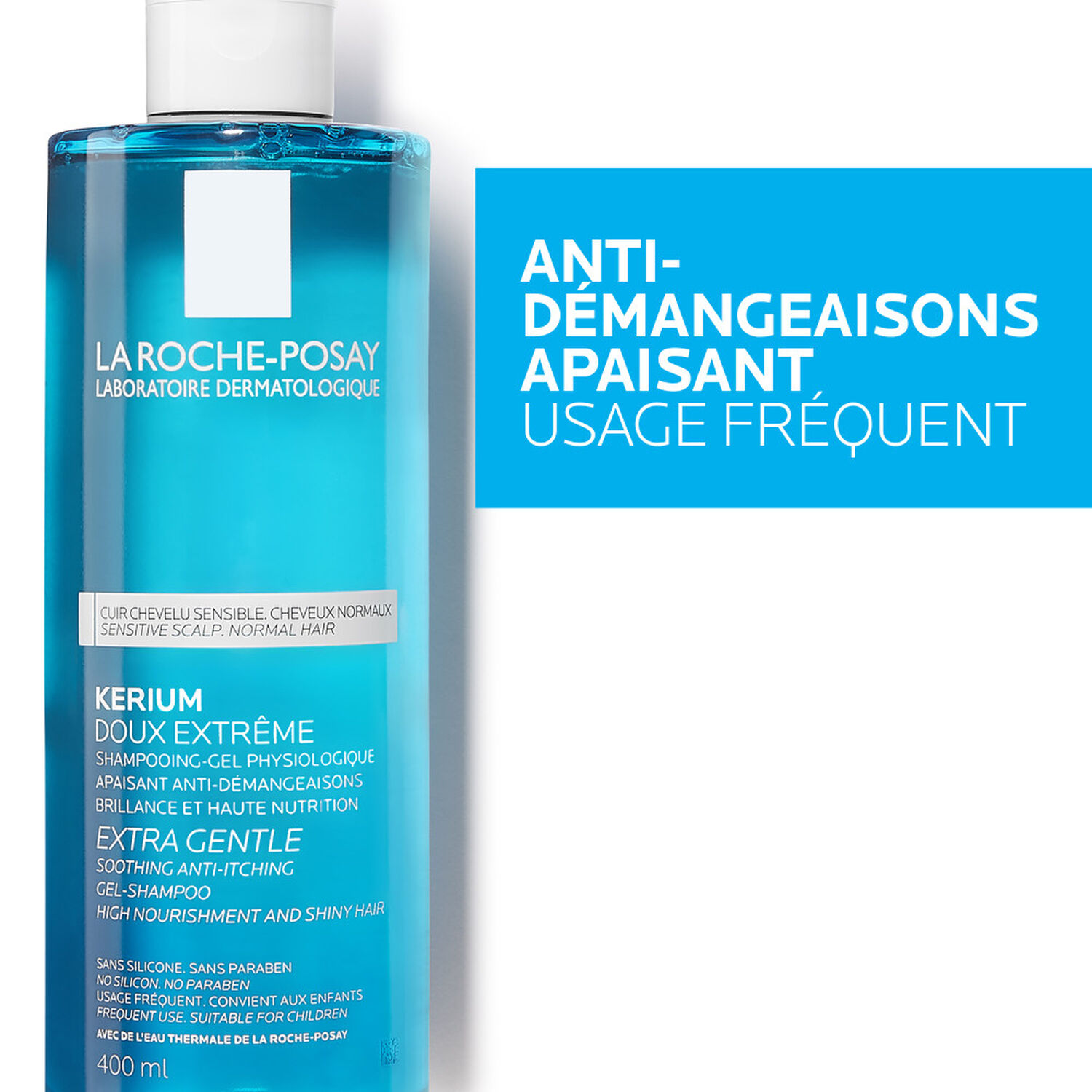 La Roche-Posay Kerium Doux Extreme Physiological Shampoo-Gel – Gentle & Soothing Daily Shampoo for Sensitive Scalp – 400 ml - Image 3