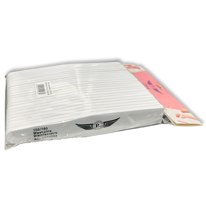 Pilot PNB-204 Nail Buffers S7WT-M 100/180 Grit – Professional Double-Sided Nail Buffers – White, 12 Pcs