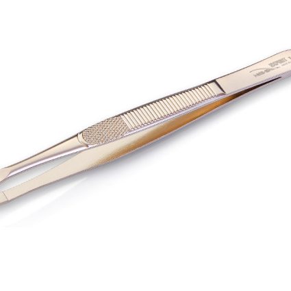 Nghia T-09 Eyebrow Tweezers – Professional Precision Brow Shaping Tool – Light Gold-Plated