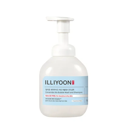 ILLIYOON Ceramide Ato Bubble Wash & Shampoo – Gentle Hydrating Body & Hair Cleanser – 400 ml