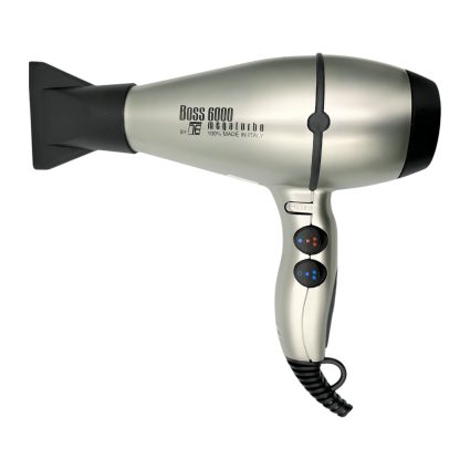 Boss 6000 Professional Hair Dryer 2400W – Powerful High-Performance Salon Blow Dryer – Metallic Silver